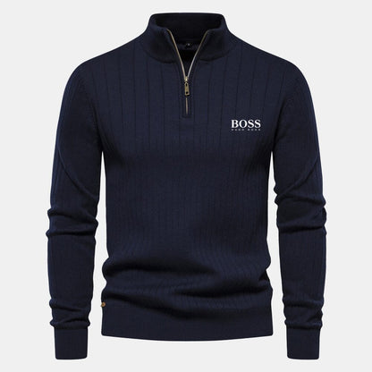 Hugo Boss Zip Classic Knit Sweater LS Blue S