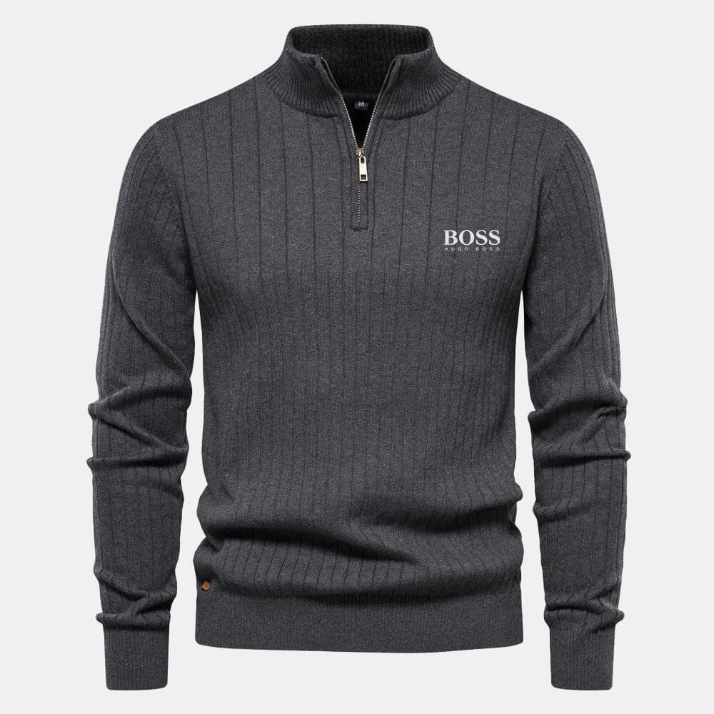 Hugo Boss Zip Classic Knit Sweater LS Grey S