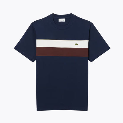 Lacoste Jersey Colour-Block T-Shirt LS Navy Blue / White / Brown S