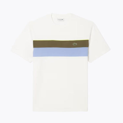 Lacoste Jersey Colour-Block T-Shirt LS White / Khaki Green / Purple S