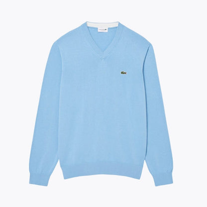 Lacoste Monochrome Cotton V-Neck Sweater LS Pale Blue S