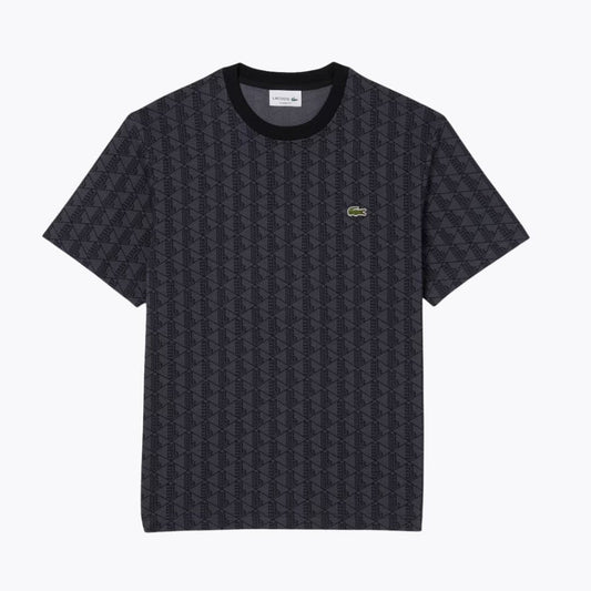 Lacoste Monogram Jersey T-Shirt LS Dark Grey / Black S