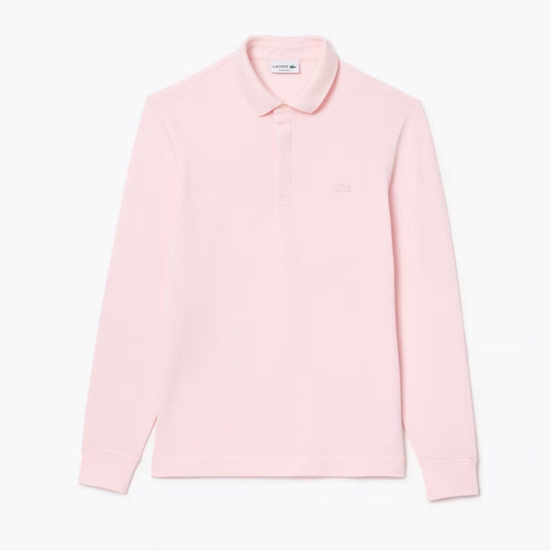 Lacoste Regular Fit Paris Stretch Piqué Polo Shirt LS Pink S
