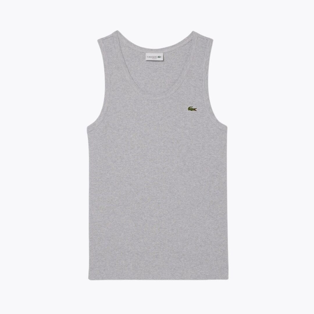 Lacoste Slim Fit Ribbed Cotton Tank Top LS Light Grey S