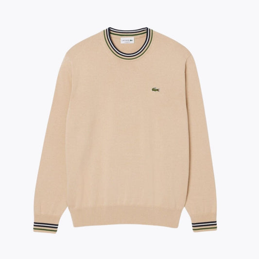 Lacoste Striped Cotton Jersey Sweater LS Beige / Blue S