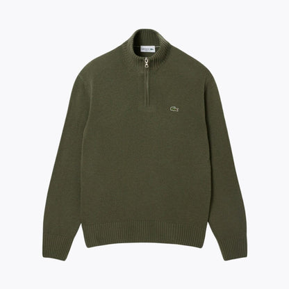 Lacoste Zipped High Neck Carded Wool Sweater LS Khaki Green S