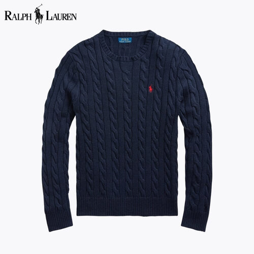 Ralph Lauren Cable-Knit Cotton Jumper LS Navy Blue S