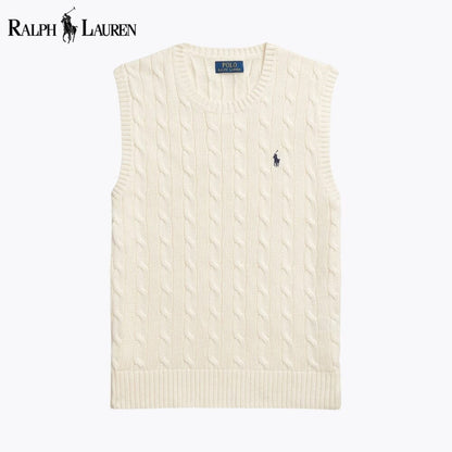 Ralph Lauren Cable-Knit Cotton Sweater Vest LS Cream S