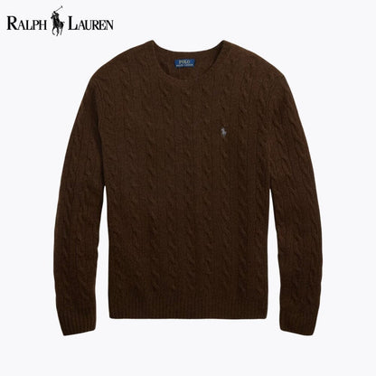Ralph Lauren Cable-Knit Wool-Cashmere Jumper LS Brown S