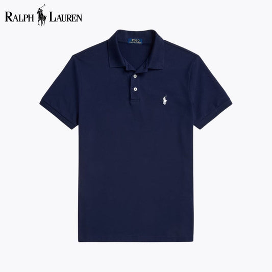 Ralph Lauren Custom Slim Fit Stretch Mesh Polo Shirt LS Blue Navy S