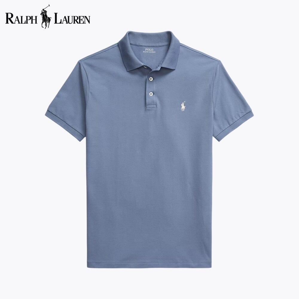 Ralph Lauren Custom Slim Fit Stretch Mesh Polo Shirt LS Blue S