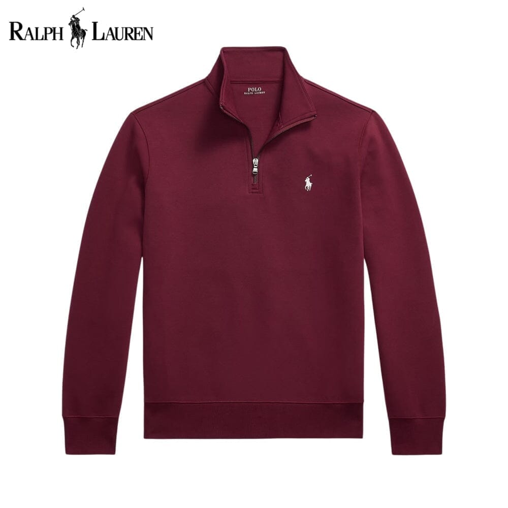 Ralph Lauren Double-Knit Mockneck Pullover LS Wine S