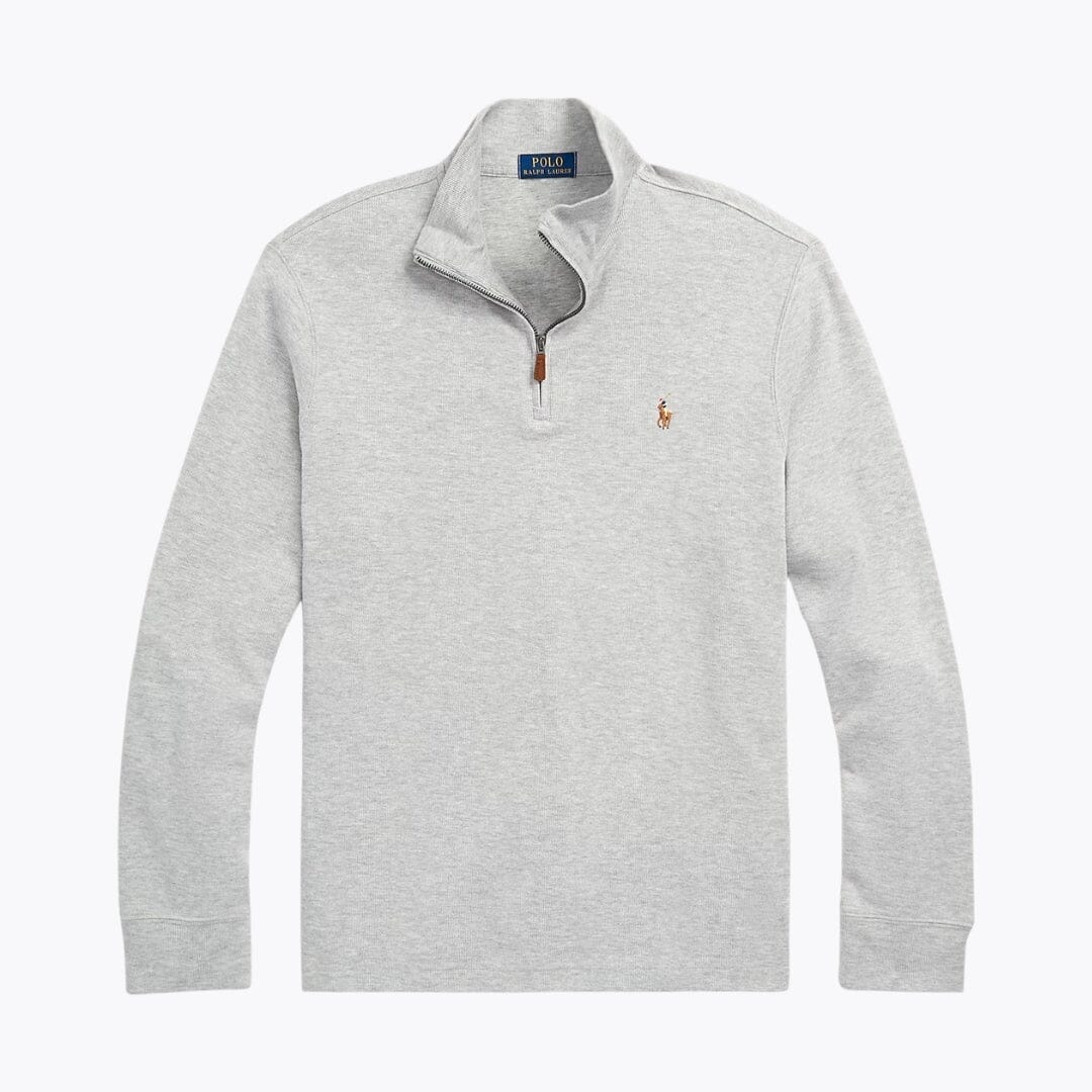 Ralph Lauren Estate-Rib Quarter-Zip Pullover LS Andover Heather S