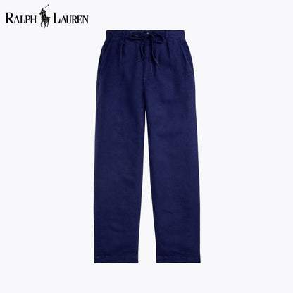 Ralph Lauren Lateef Relaxed Fit Pleated Linen Pant LS Blue Navy 28