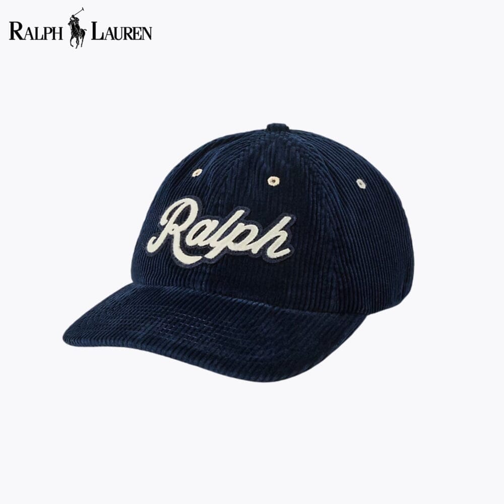 Ralph Lauren Logo Corduroy Ball Cap LS Hunter Navy