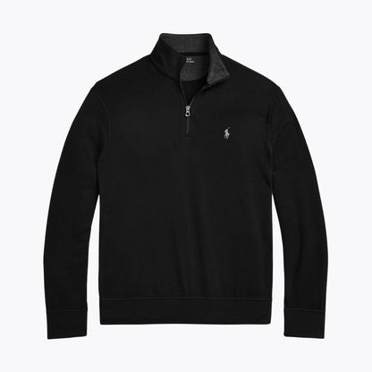 Ralph Lauren Luxury Jersey Quarter-Zip Pullover LS Black S