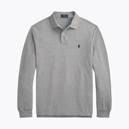 Ralph Lauren Mesh Long-Sleeve Polo Shirt LS Canterbury Heather S