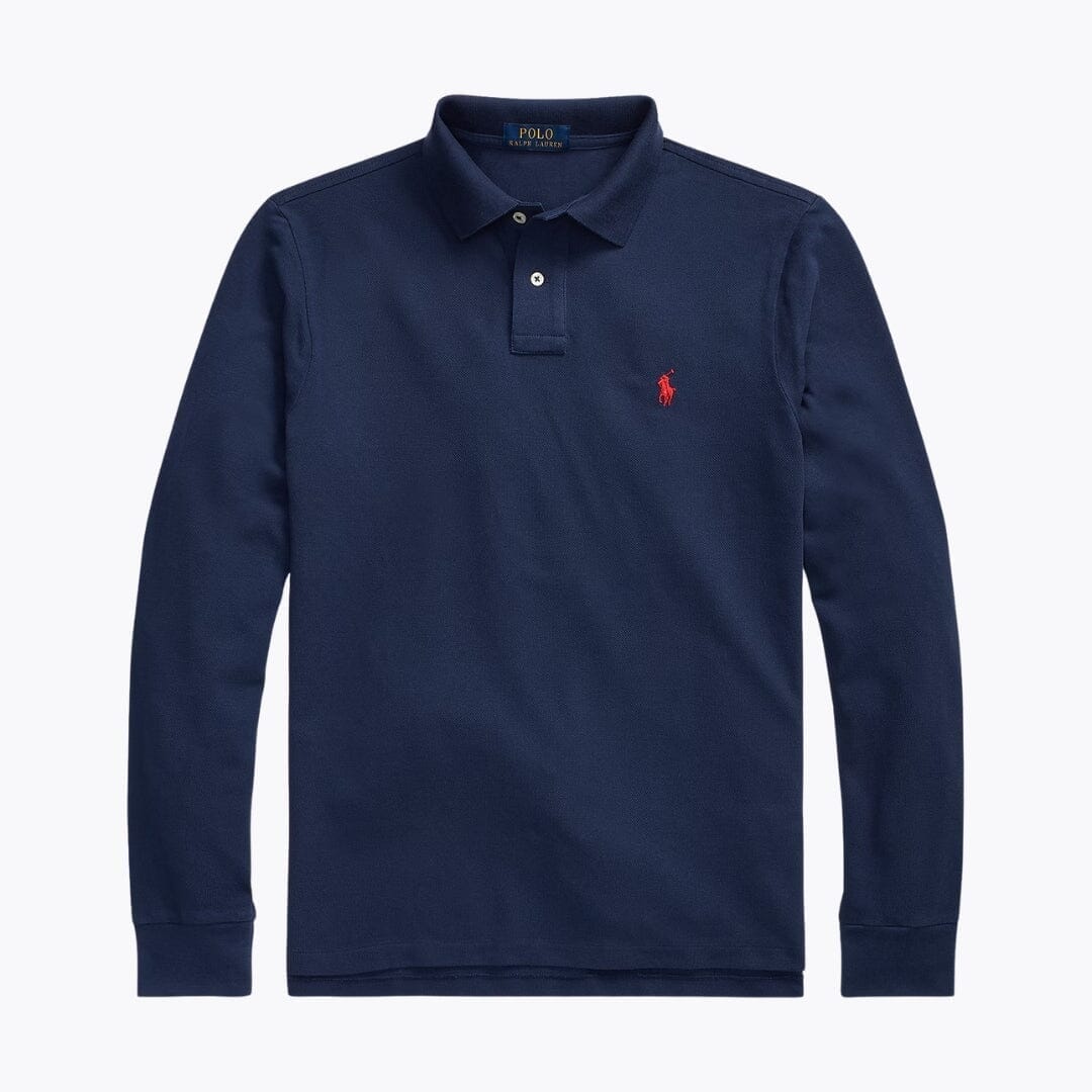 Ralph Lauren Mesh Long-Sleeve Polo Shirt LS Newport Navy S