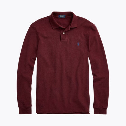Ralph Lauren Mesh Long-Sleeve Polo Shirt LS Spring Wine Heather S