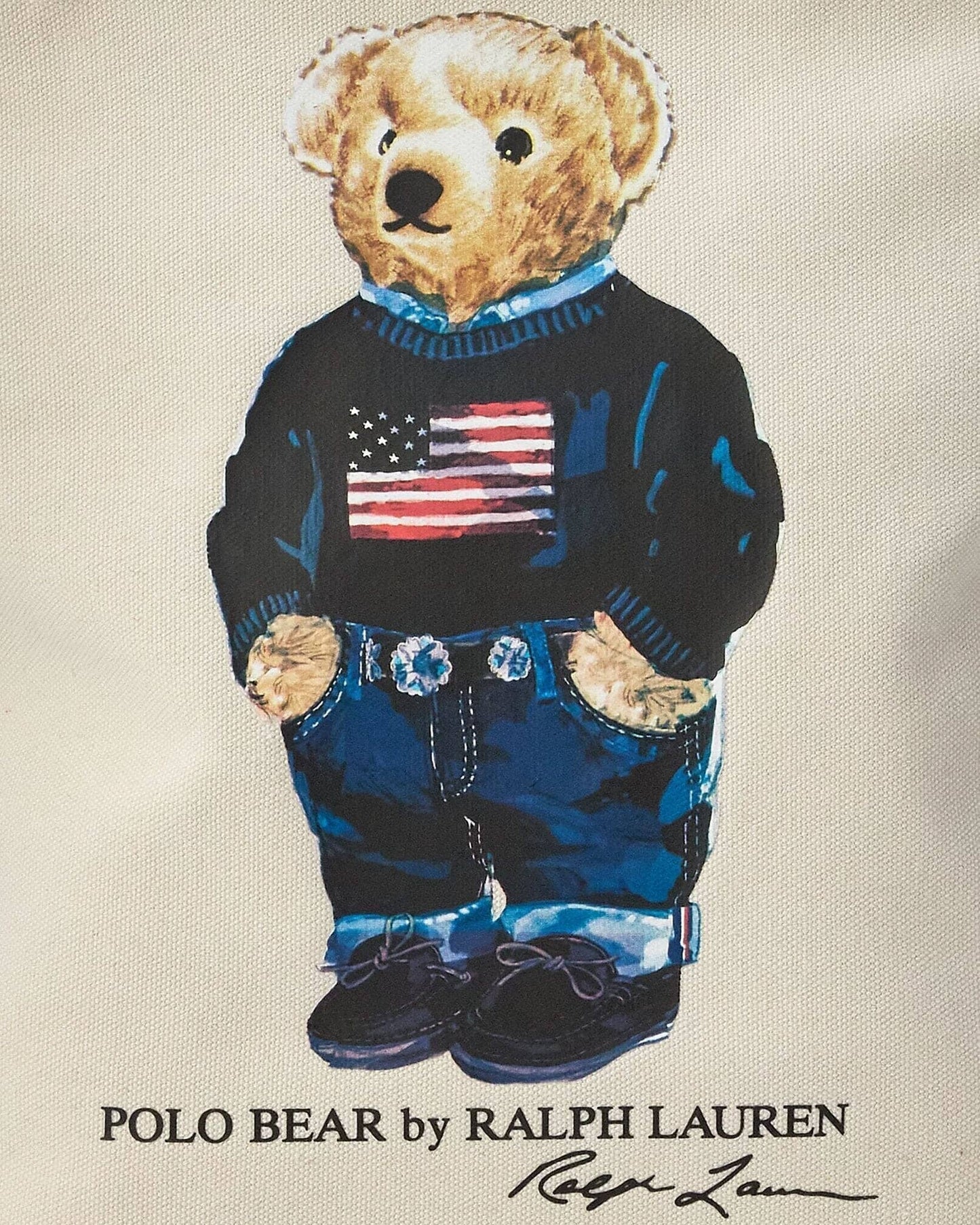 Ralph Lauren Polo Bear Cotton Canvas Tote LS
