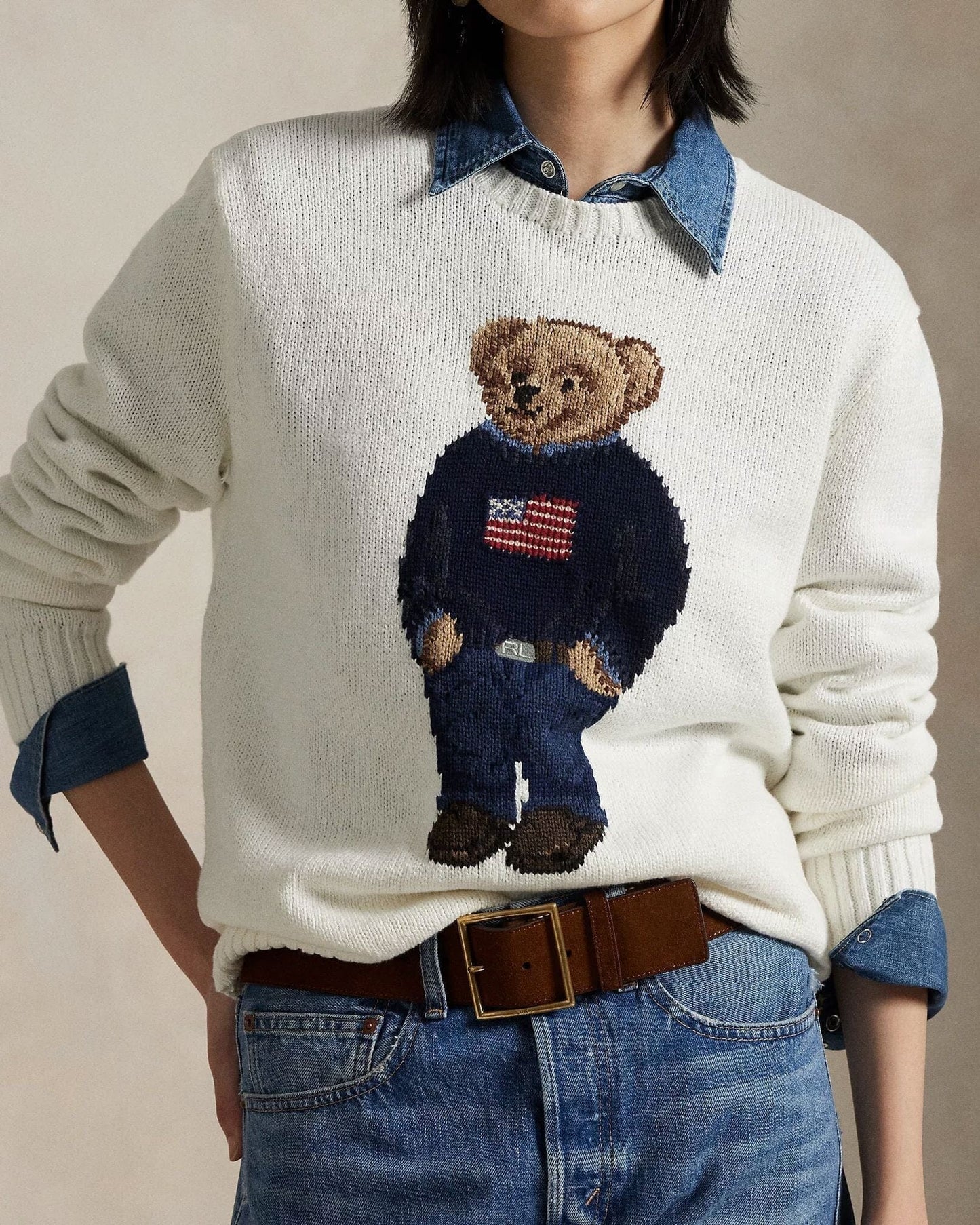 Ralph Lauren Polo Bear Cotton-Linen Sweater LS