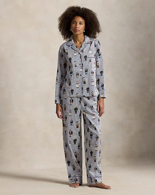 Ralph Lauren Polo Bear Cotton Sateen Pajama Set LS
