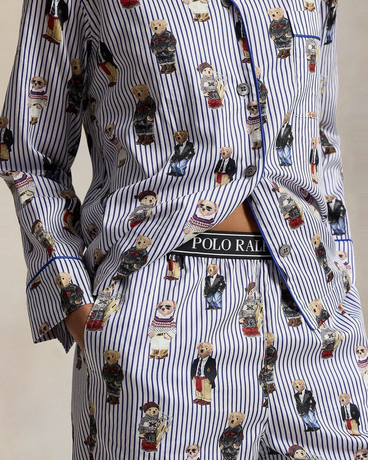 Ralph Lauren Polo Bear Cotton Sateen Pajama Set LS