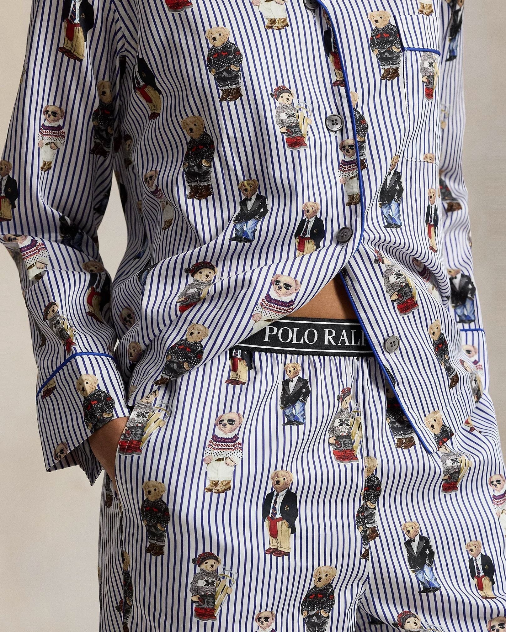 Ralph Lauren Polo Bear Cotton Sateen Pajama Set LS