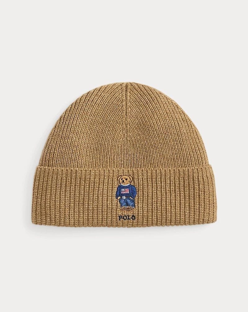 Ralph Lauren Polo Bear Ribbed Knit Hat LS Classic camel