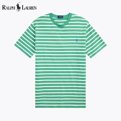 Ralph Lauren Striped Jersey Crewneck T-Shirt LS Green/White S