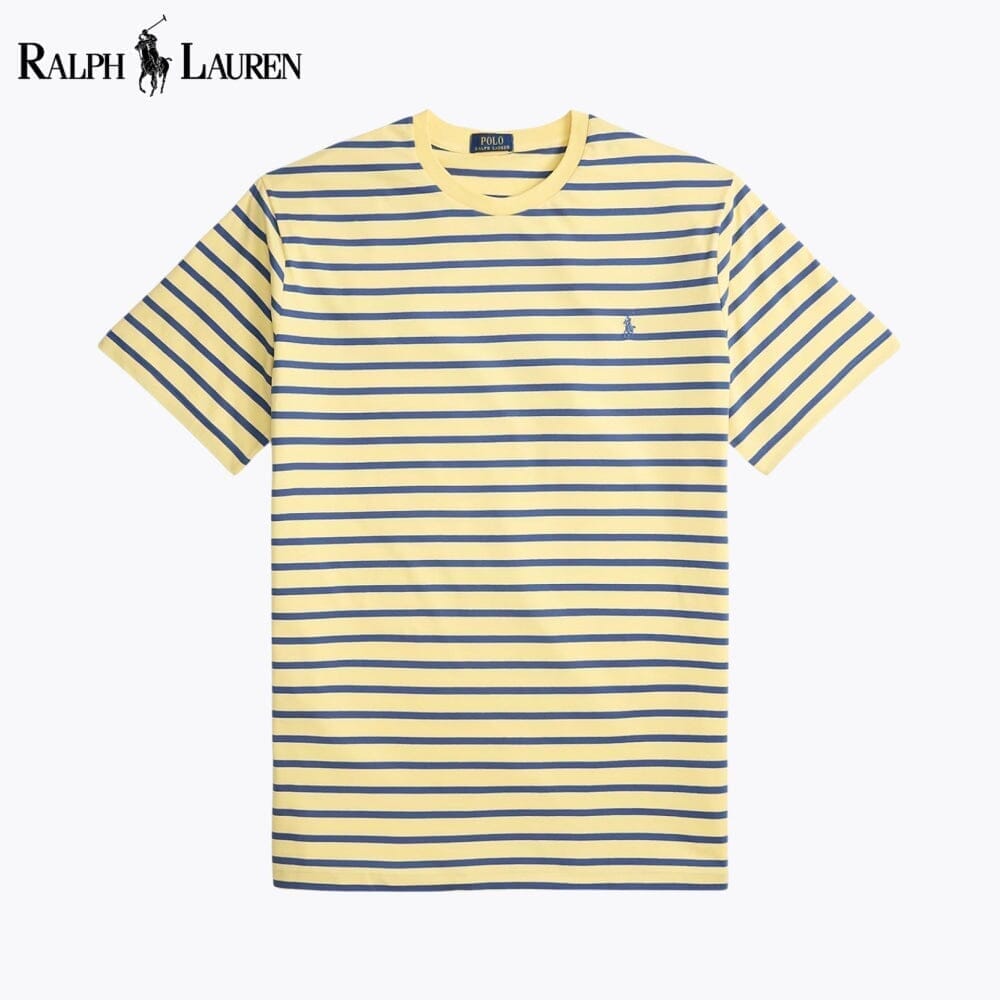 Ralph Lauren Striped Jersey Crewneck T-Shirt LS Yellow/Old Royal S