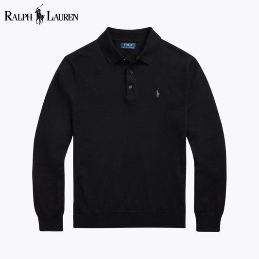Ralph Lauren Wool Polo-Collar Jumper LS Black S