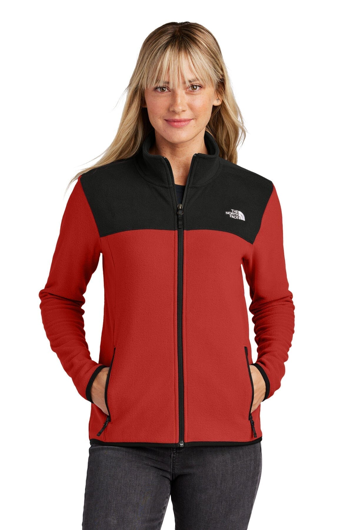 The North Face Women's Glacier Full-Zip Fleece Jacket LS Rage Red / Black S
